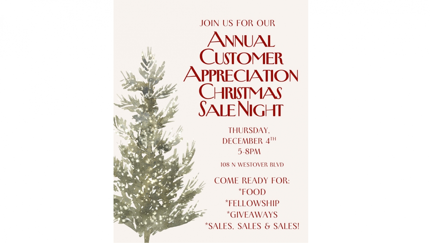 Annual Customer Appreciation Christmas Sale Night