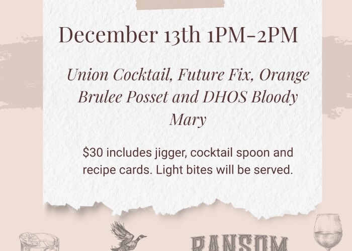 Mixology Class December 13th