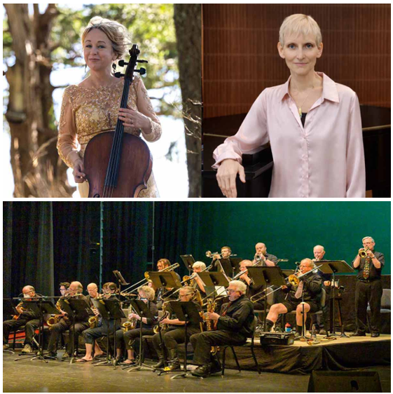 Cello and Piano Duo of Dace Gregory and Rachel Palen: Swingin’ in the Rain Big Band