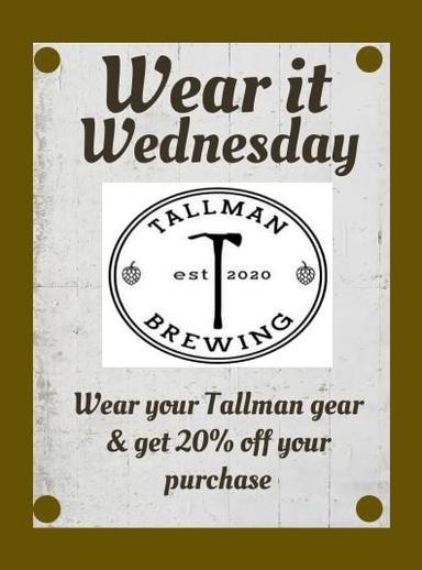 Wear it Wednesdays at Tallman Brewing