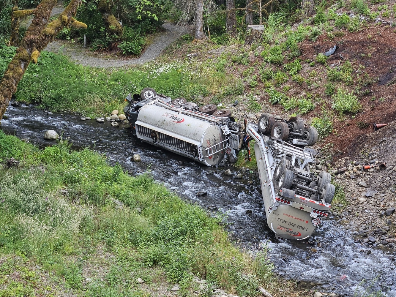 Dead fish and disrupted water supply after fuel truck crash near Port Angeles