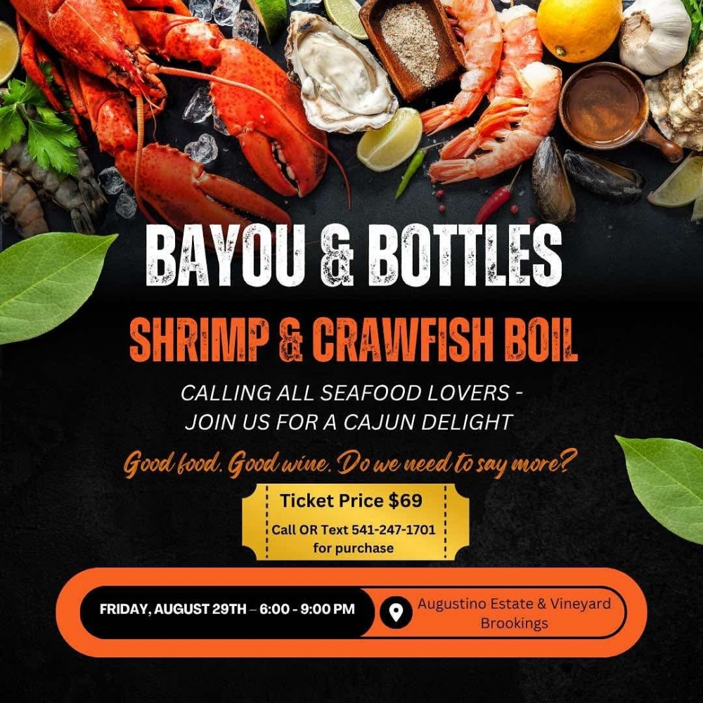 Augustino Estate & VineyardShrimp, crawfish, wine… oh my! 🦞 Get ready for a Southern-style feast right here on the Ore...