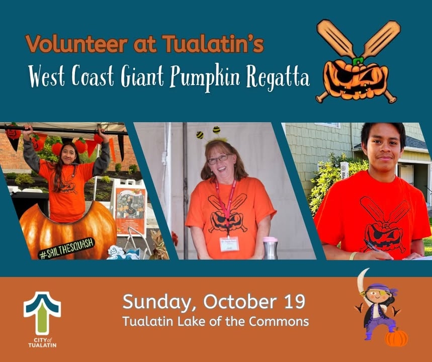 Time to don the eyepatch and growl like a pirate! There'll be no deck-swabbin' but lots of face painting and pumpkin bowling when you volunteer at the West Coast Giant Pumpkin Regatta. Volunteer registration is now open! https://www.tualatinoregon.gov/volunteer/community-events