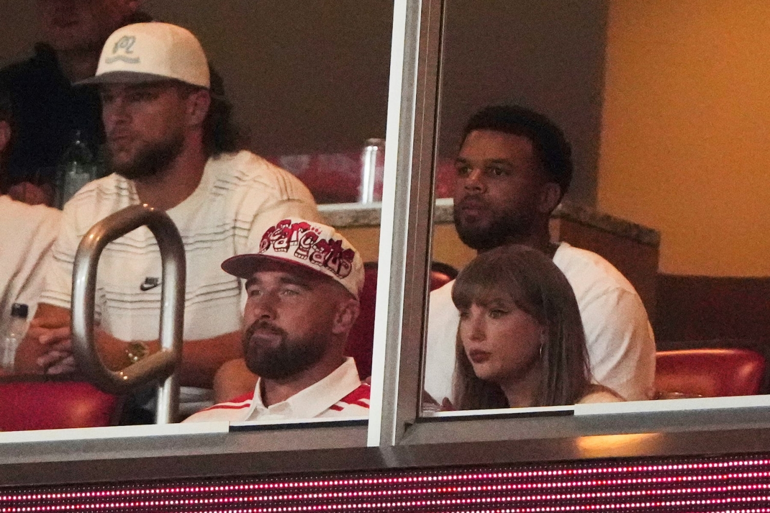 Taylor Swift joins Travis Kelce at football game in first outing as engaged couple