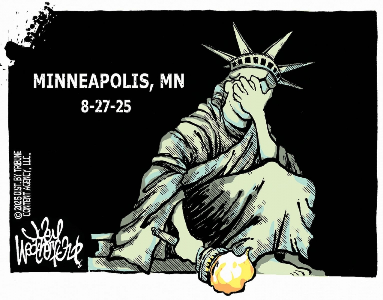 Editorial cartoons for Aug. 31, 2025: Minn. school shooting, Cracker Barrel controversy