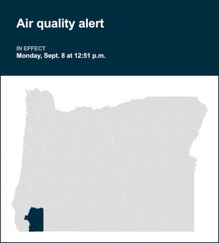 Air quality alert issued for Josephine County Tuesday