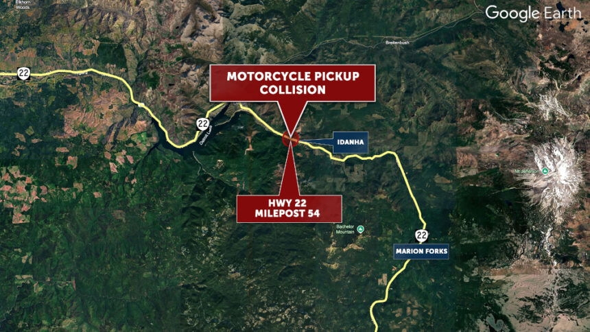 Motorcycle-pickup crash closes Highway 22E at Idanha for several hours, delays Central Oregon travelers