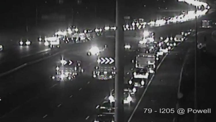 Semi-truck crash in Southeast Portland leaves I-205 mostly blocked