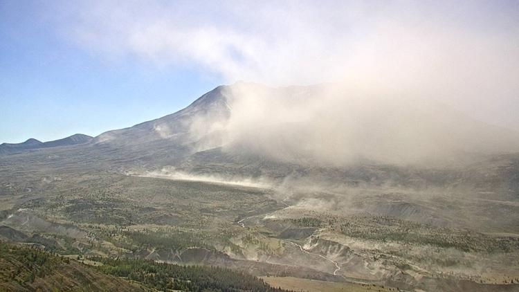 It's not erupting, but ash from Mount St. Helens is filling the air once again