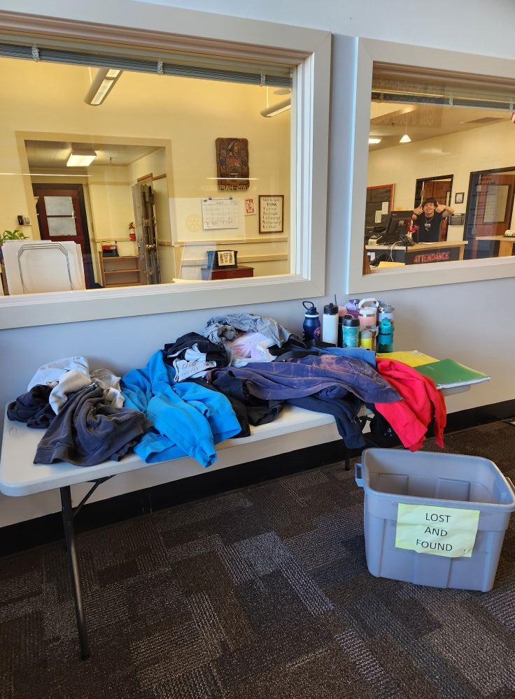 Lost and found will be placed on the front table every Thursday if someone has lost something. It is also available in t...
