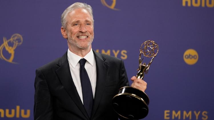 Jon Stewart plays the role of a nervous party-line TV show host as he takes on censorship