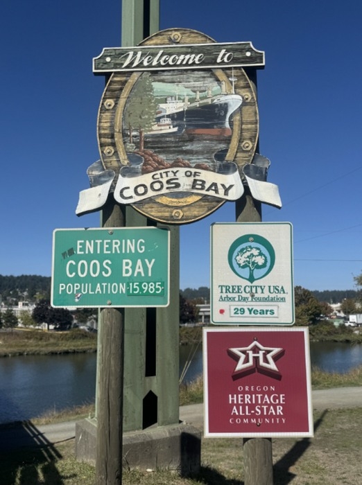 HAVE YOU SEEN THE NEW SIGNS?  
  
Driving into Coos Bay just got a little more special! Brand-new Heritage All-Star Community signs were installed at the gateways to our city. These signs proudly celebrate Coos Bay’s recent designation as an Oregon Heritage All-Star Community, recognizing our city’s dedication to preserving and sharing its rich history.  
  
The new signage not only welcomes visitors but also shines a spotlight on the museums, historic districts, Tribal partnerships, and cultural events that make Coos Bay one of a kind. It’s part of our ongoing effort to showcase the heritage that defines us and remind everyone—residents and visitors alike—that this is a community deeply proud of its past and invested in its future.  
  
Next time you’re heading into town, take a look—you’ll see Coos Bay’s heritage proudly on display!Photos from Coos Bay - City Government's post