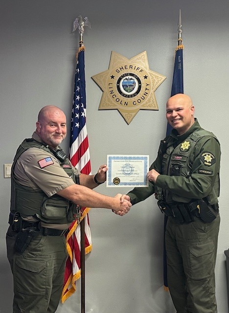 Corrections Deputy Gareth Gregson received his Intermediate Certificate through Oregon's Department of Public Safety Standards and Training. Deputy Gregson is an Air Force Veteran that joined our team in 2021 and had previously worked for the Kentucky Department of Corrections.   
  
Congratulations, Deputy Gregson!