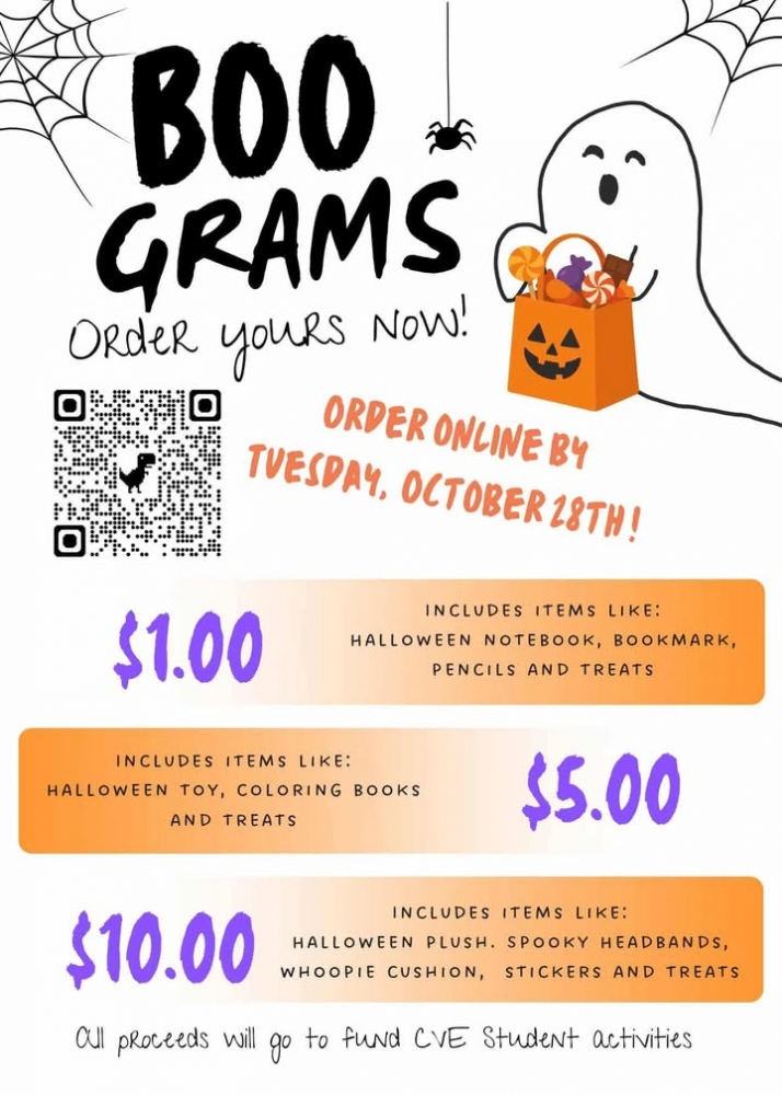 CVE PARENTS:  Boograms are back!  Place your order online now!  🙂