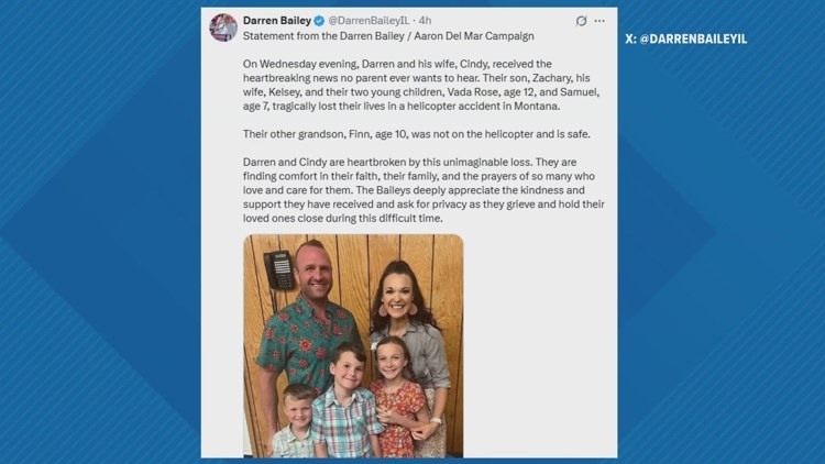 Illinois gubernatorial candidate loses son, daughter-in-law, 2 grandchildren in helicopter crash